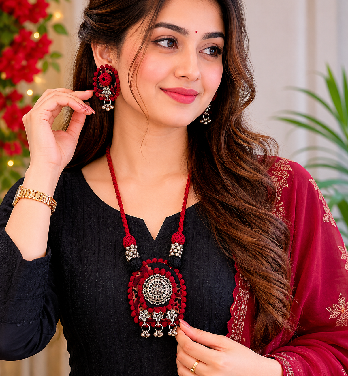 Tribal Fabric Necklace Set