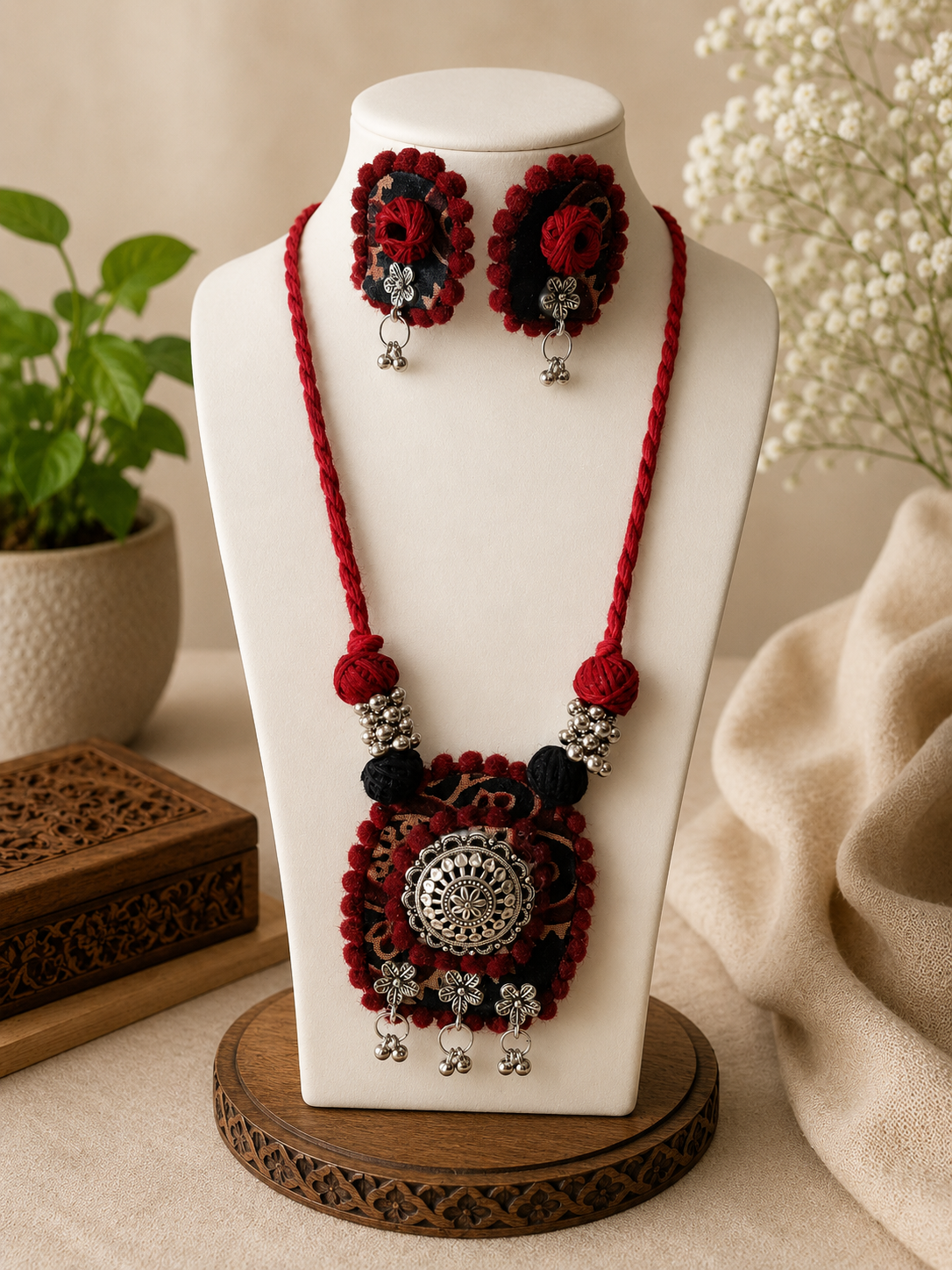 Tribal Fabric Necklace Set