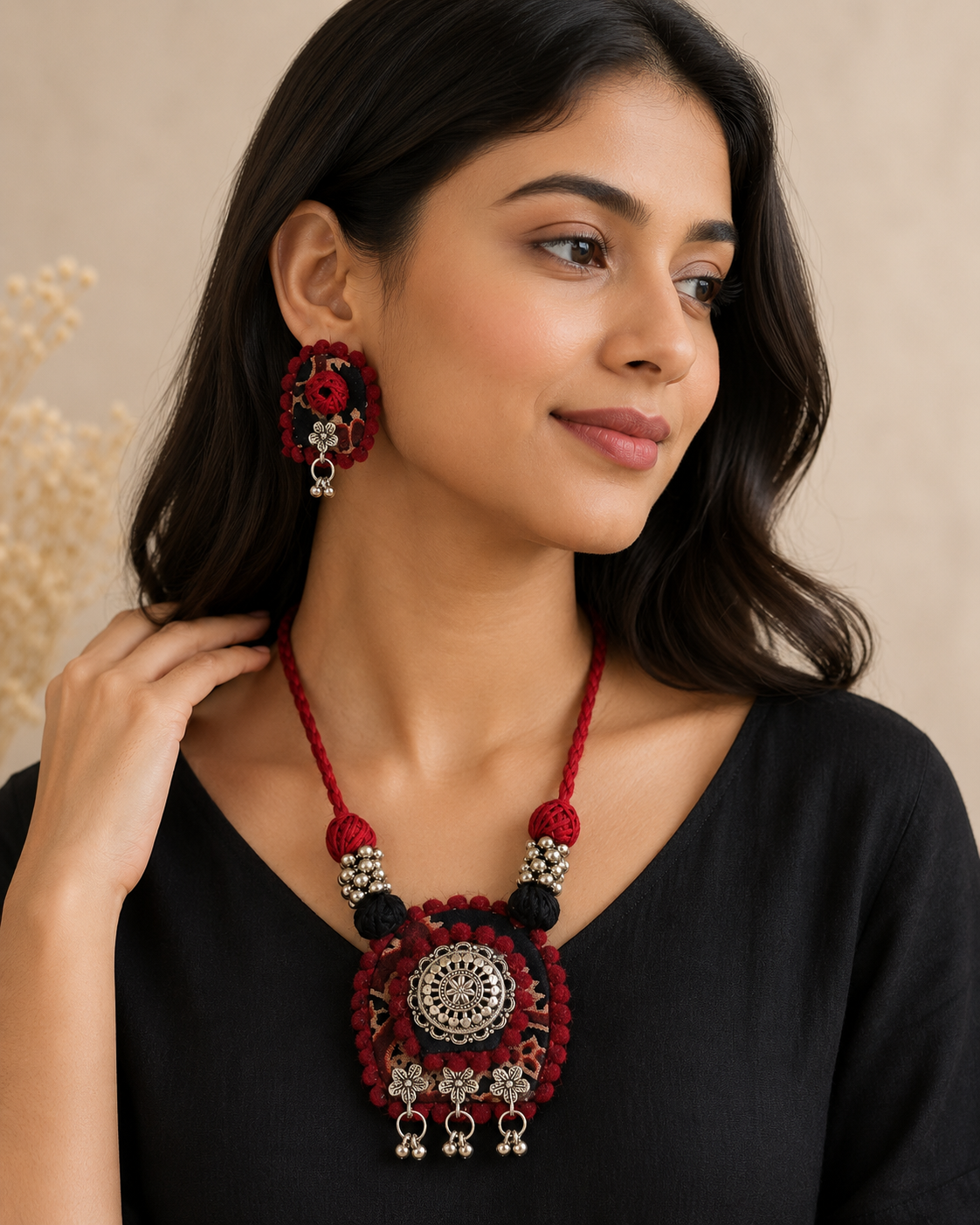 Tribal Fabric Necklace Set