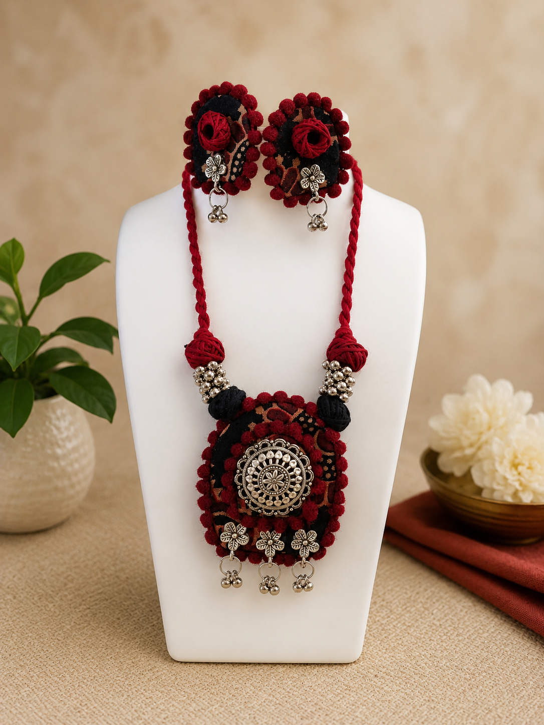 Tribal Fabric Necklace Set