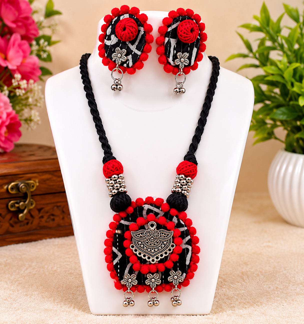 Tribal Fabric Necklace Set
