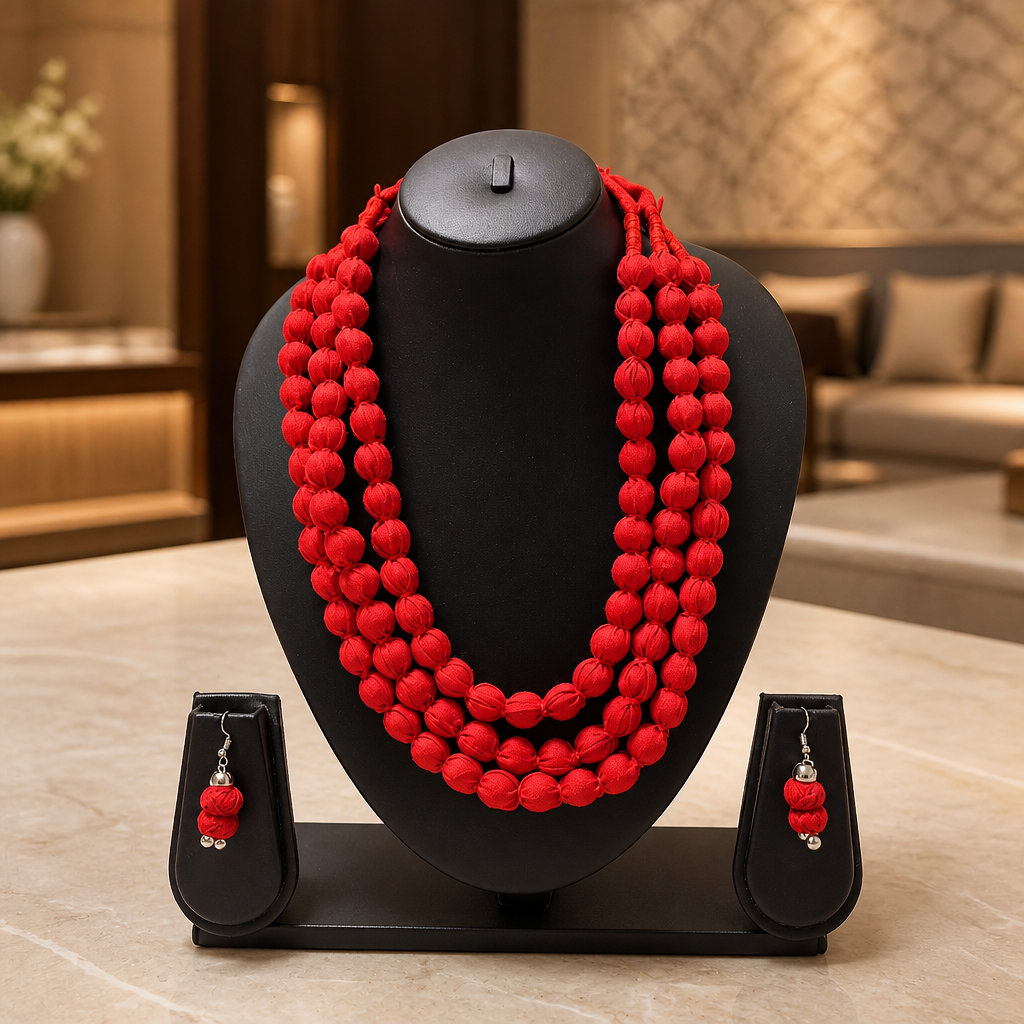 Fabric Wrap Necklace Set