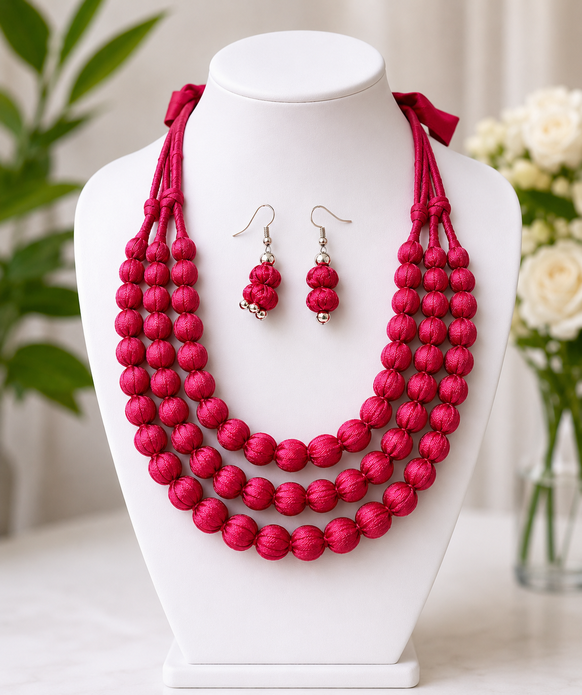 Fabric Wrap Necklace Set