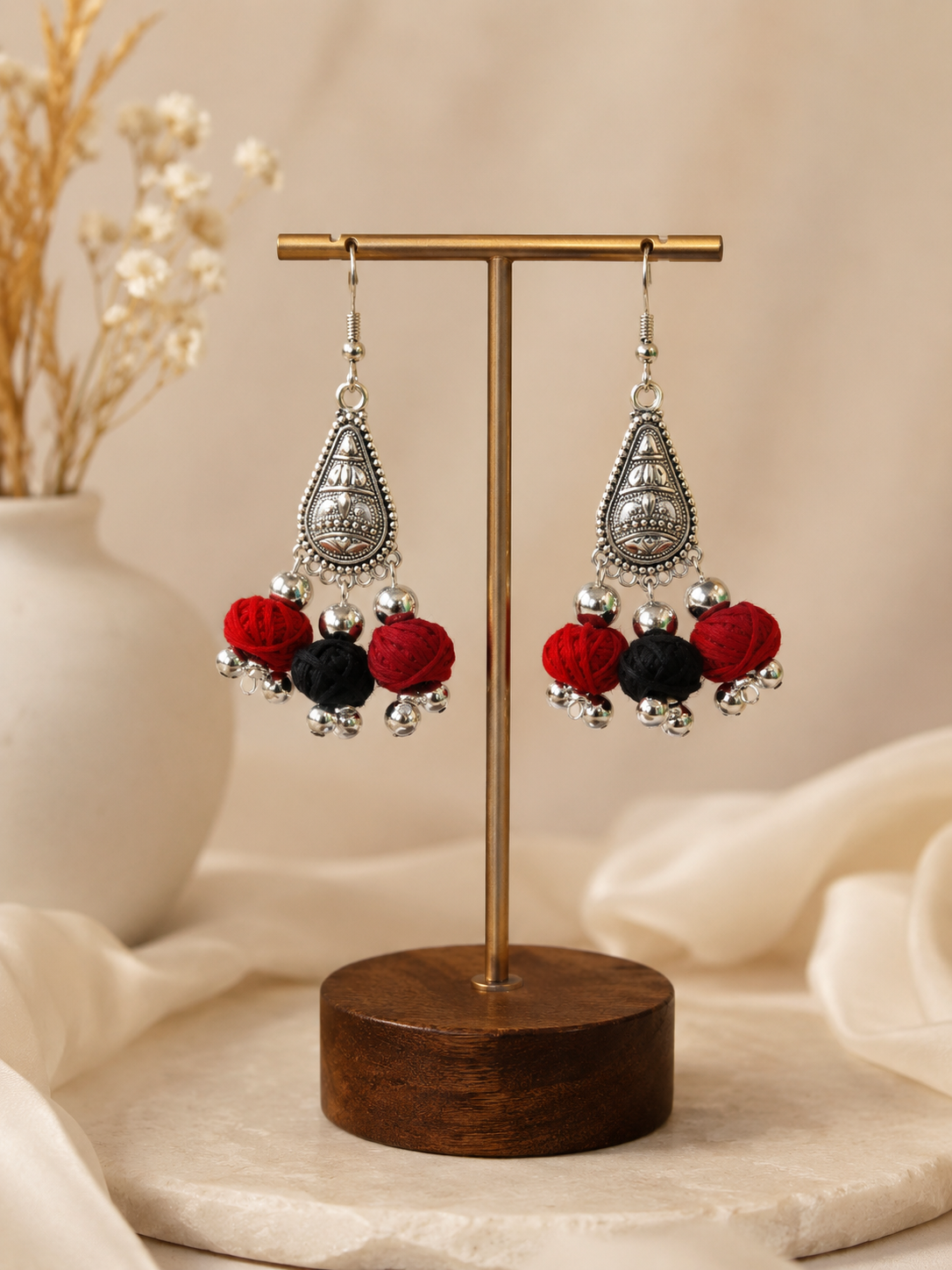 Boho Silver Tassel Earrings