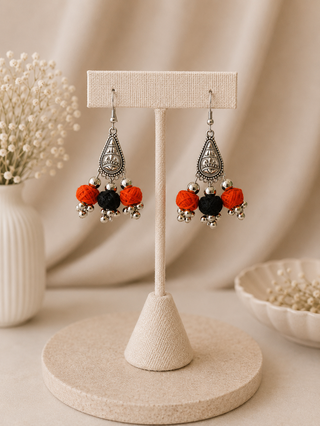Boho Silver Tassel Earrings