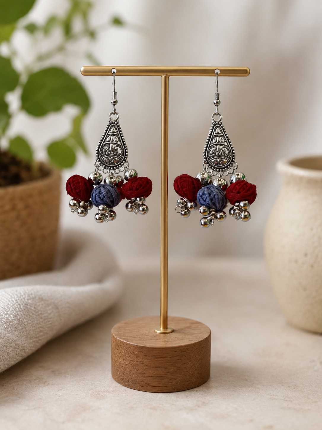 Boho Silver Tassel Earrings