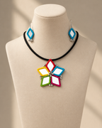 Panchrang Mirror Bloom Necklace Set