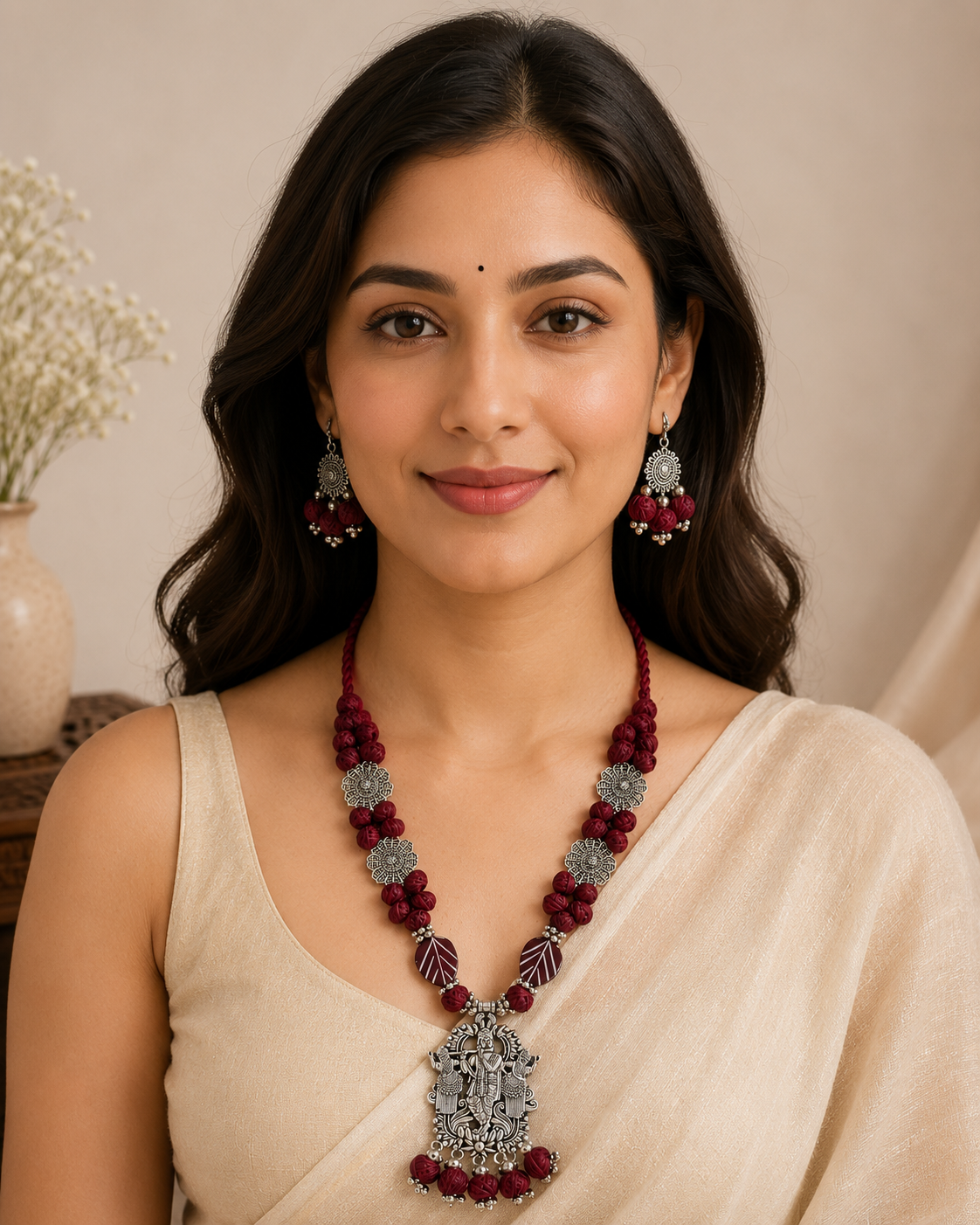 Krishna Temple Necklace Set