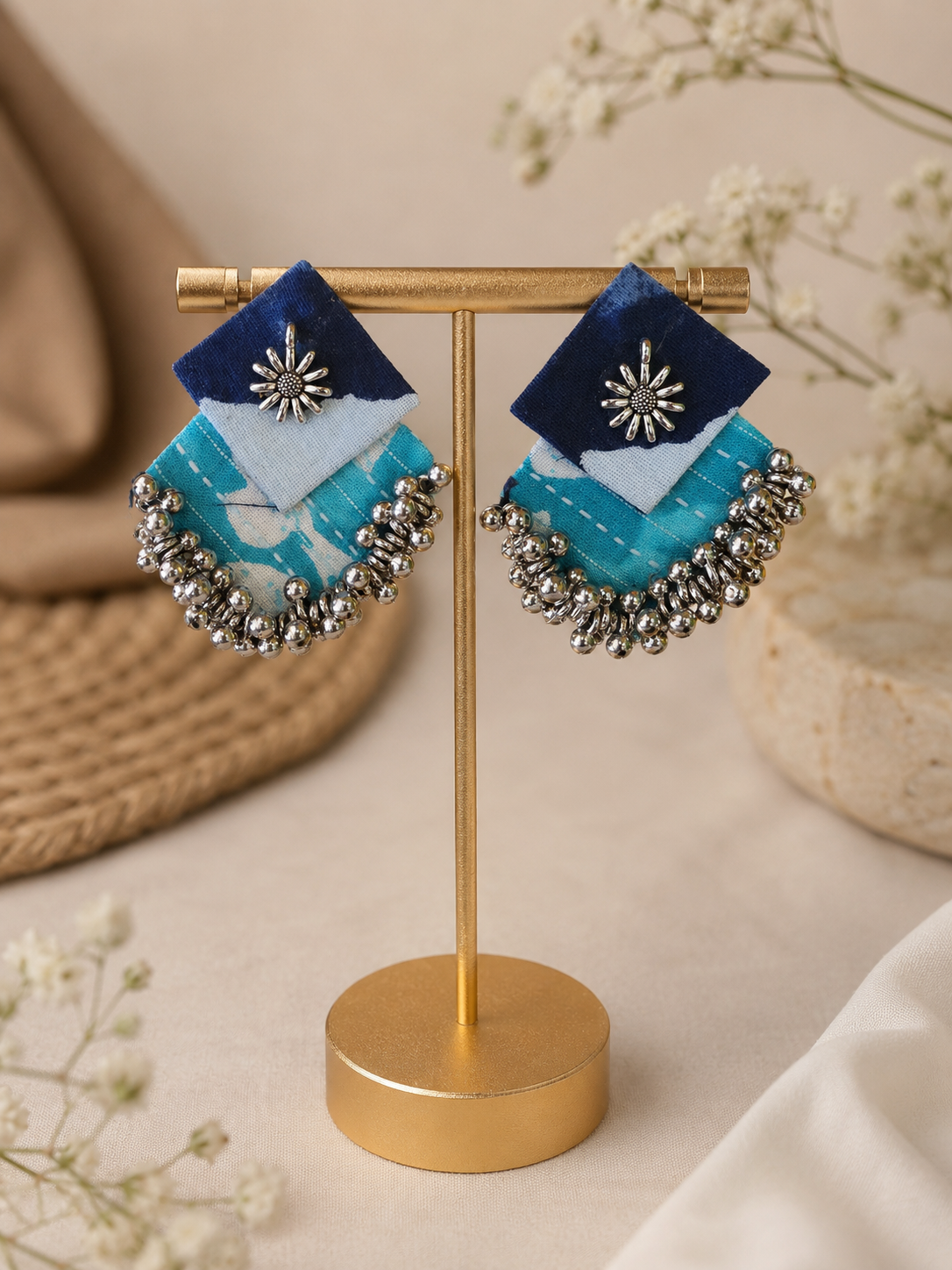 Fabric Ghungroo Statement Earrings