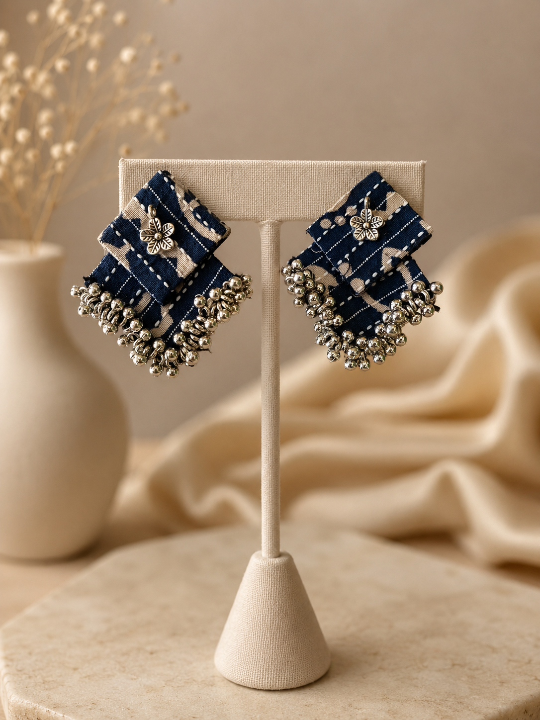 Fabric Ghungroo Statement Earrings