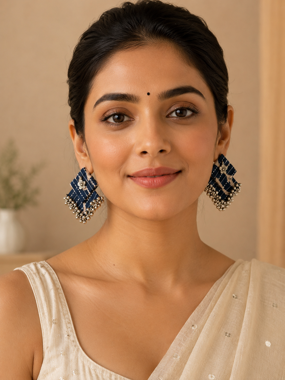 Fabric Ghungroo Statement Earrings