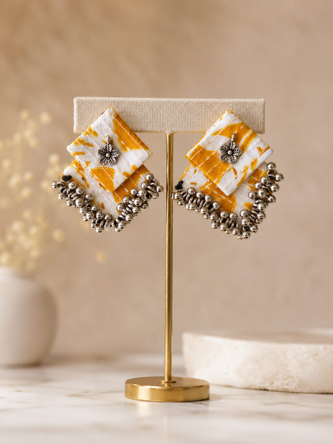 Fabric Ghungroo Statement Earrings