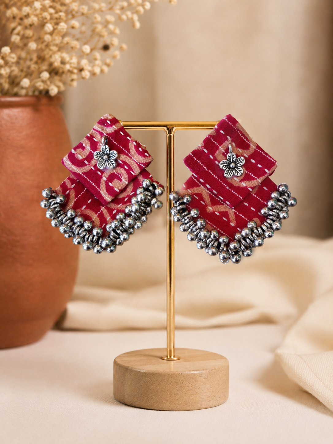 Fabric Ghungroo Statement Earrings