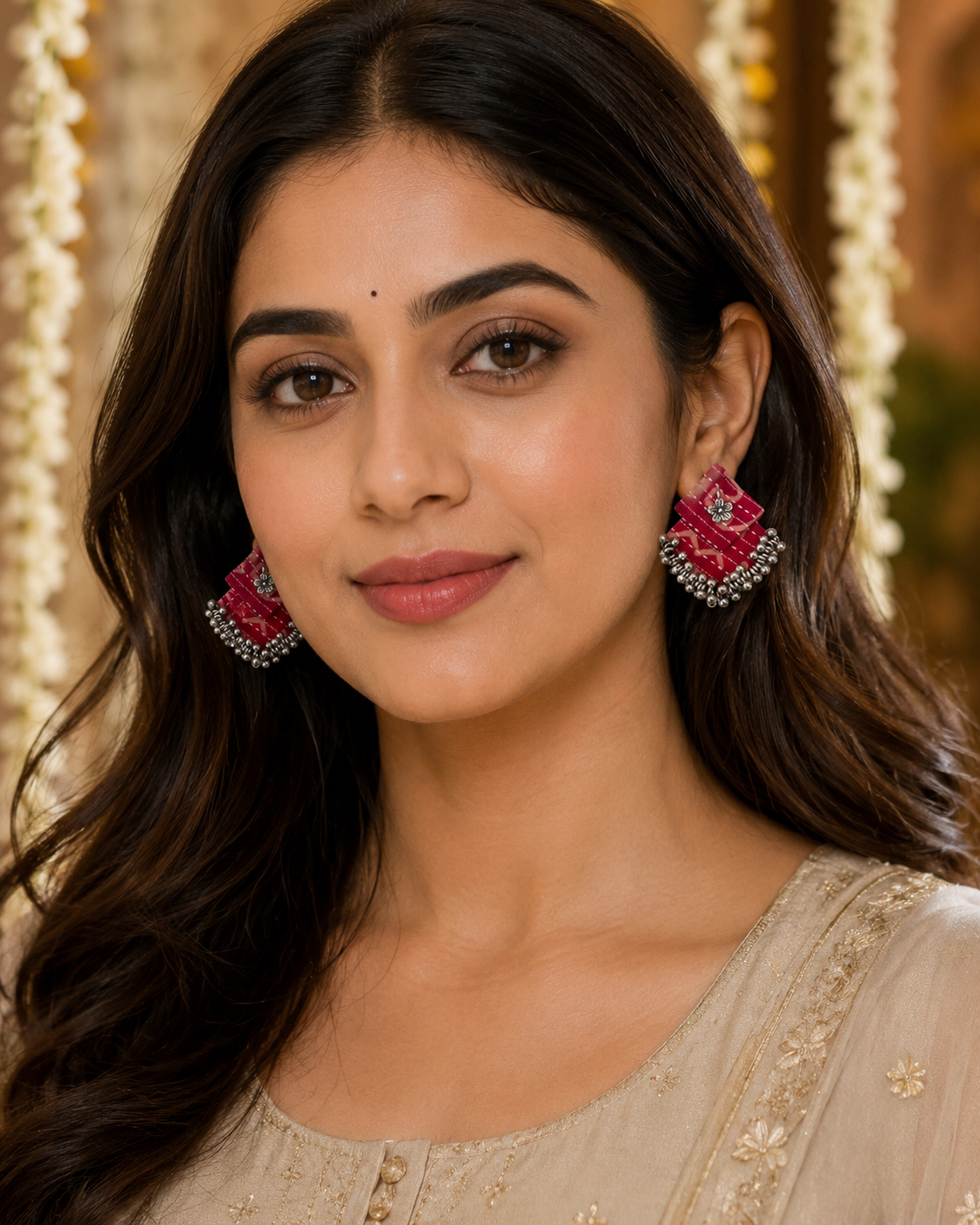 Fabric Ghungroo Statement Earrings