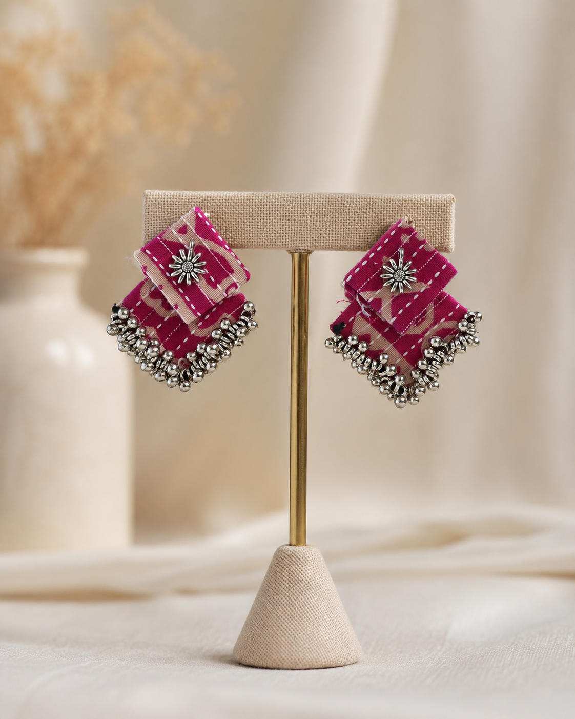 Fabric Ghungroo Statement Earrings