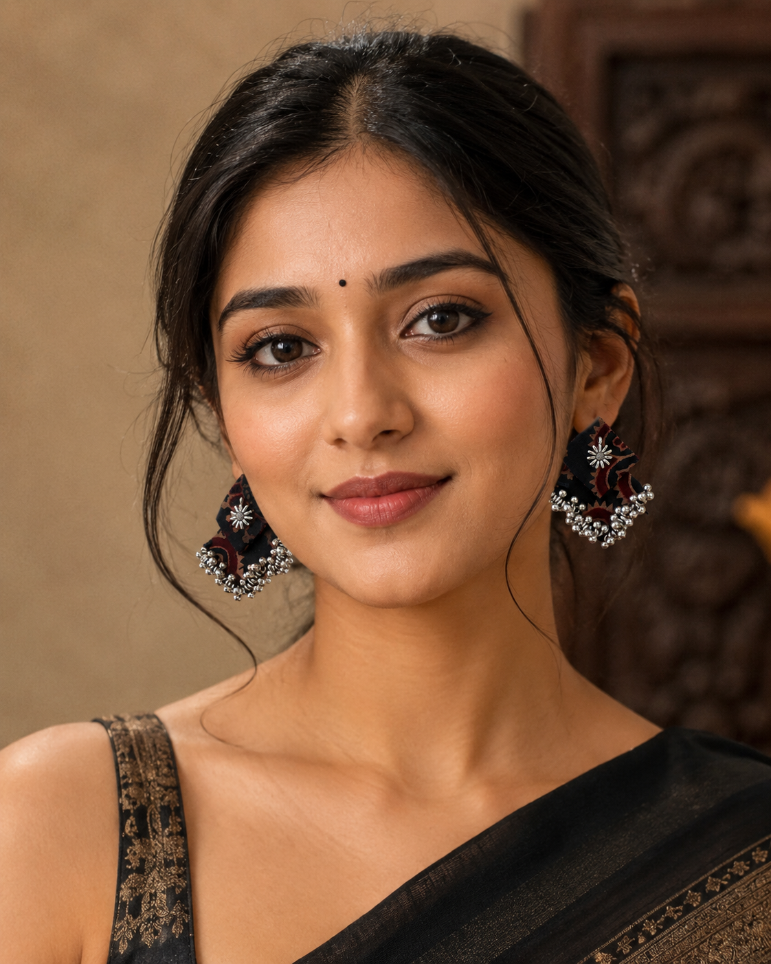 Aabha Fabric Ghungroo Statement Earrings