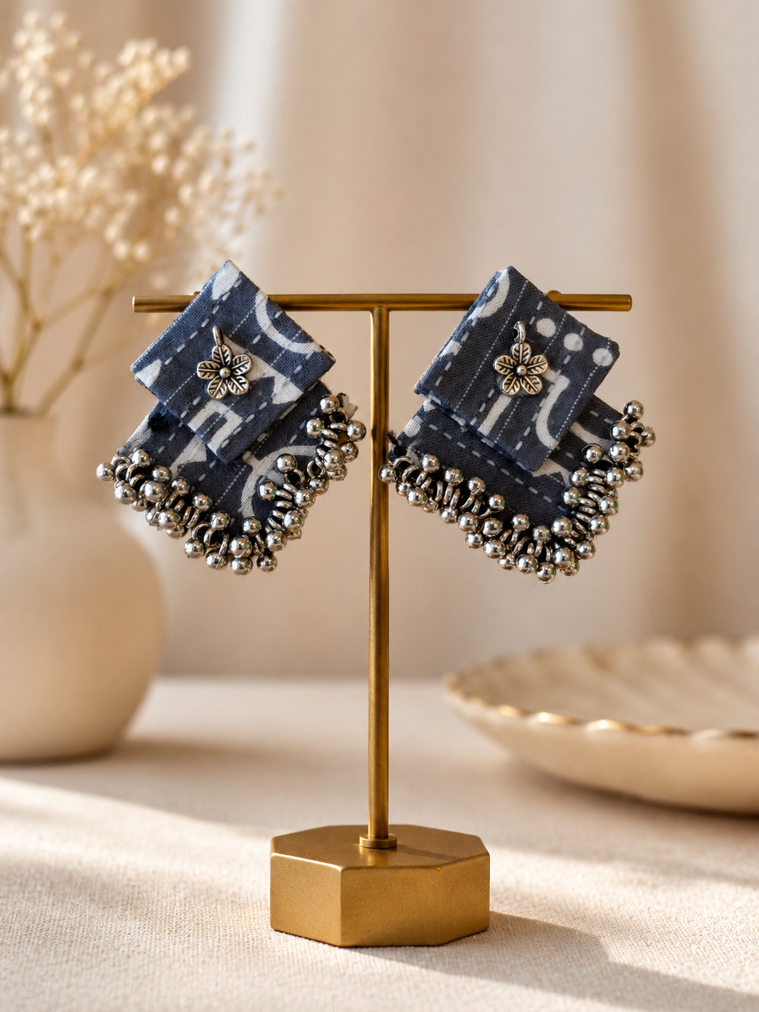 Aabha Fabric Ghungroo Statement Earrings