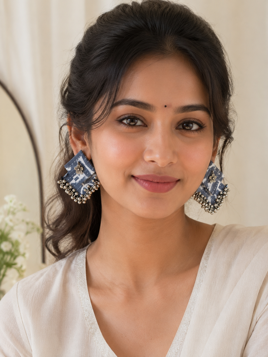 Aabha Fabric Ghungroo Statement Earrings