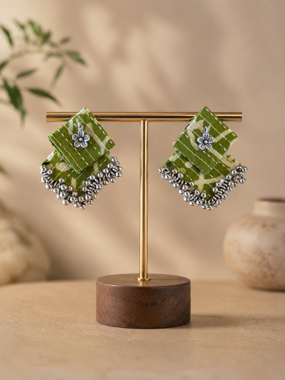 Aabha Fabric Ghungroo Statement Earrings