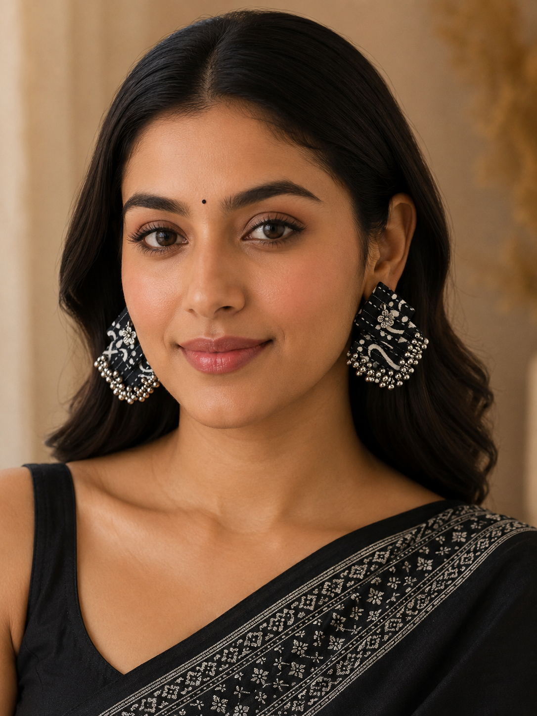 Aabha Fabric Ghungroo Statement Earrings