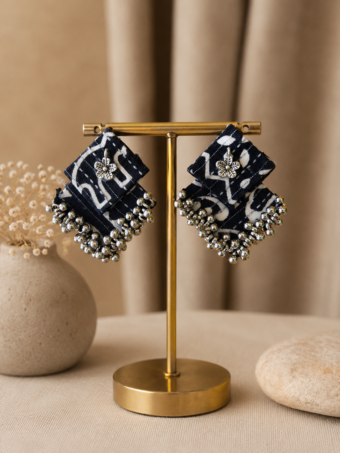 Aabha Fabric Ghungroo Statement Earrings