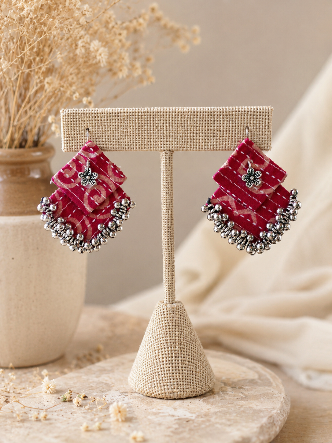 Aabha Fabric Ghungroo Statement Earrings