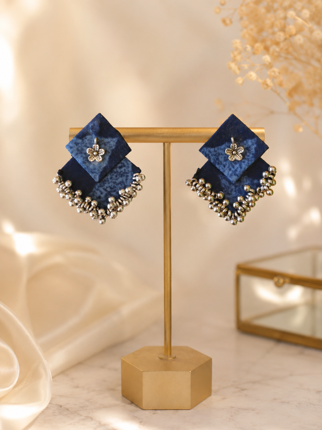Neelika Fabric Ghungroo Statement Earrings