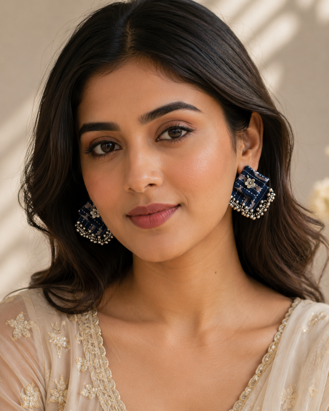 Neelika Fabric Ghungroo Statement Earrings
