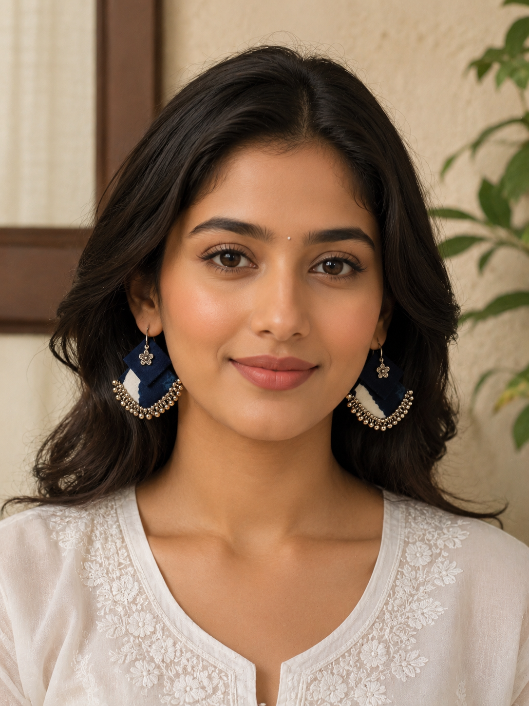 Neelika Fabric Ghungroo Statement Earrings