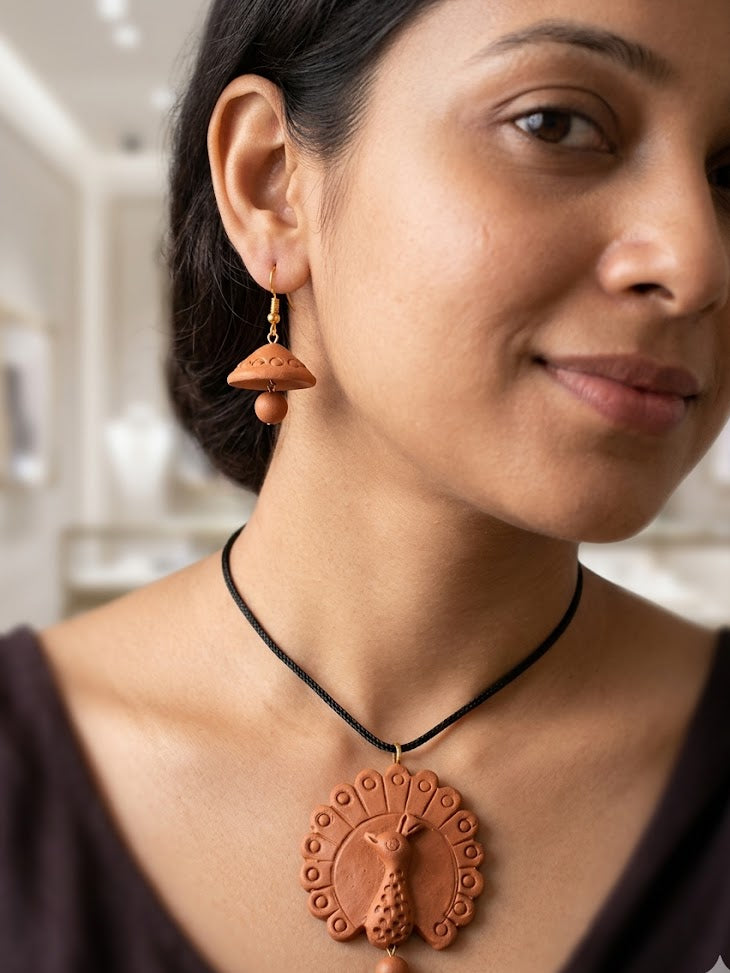 Peacock Grace Mud Necklace Set