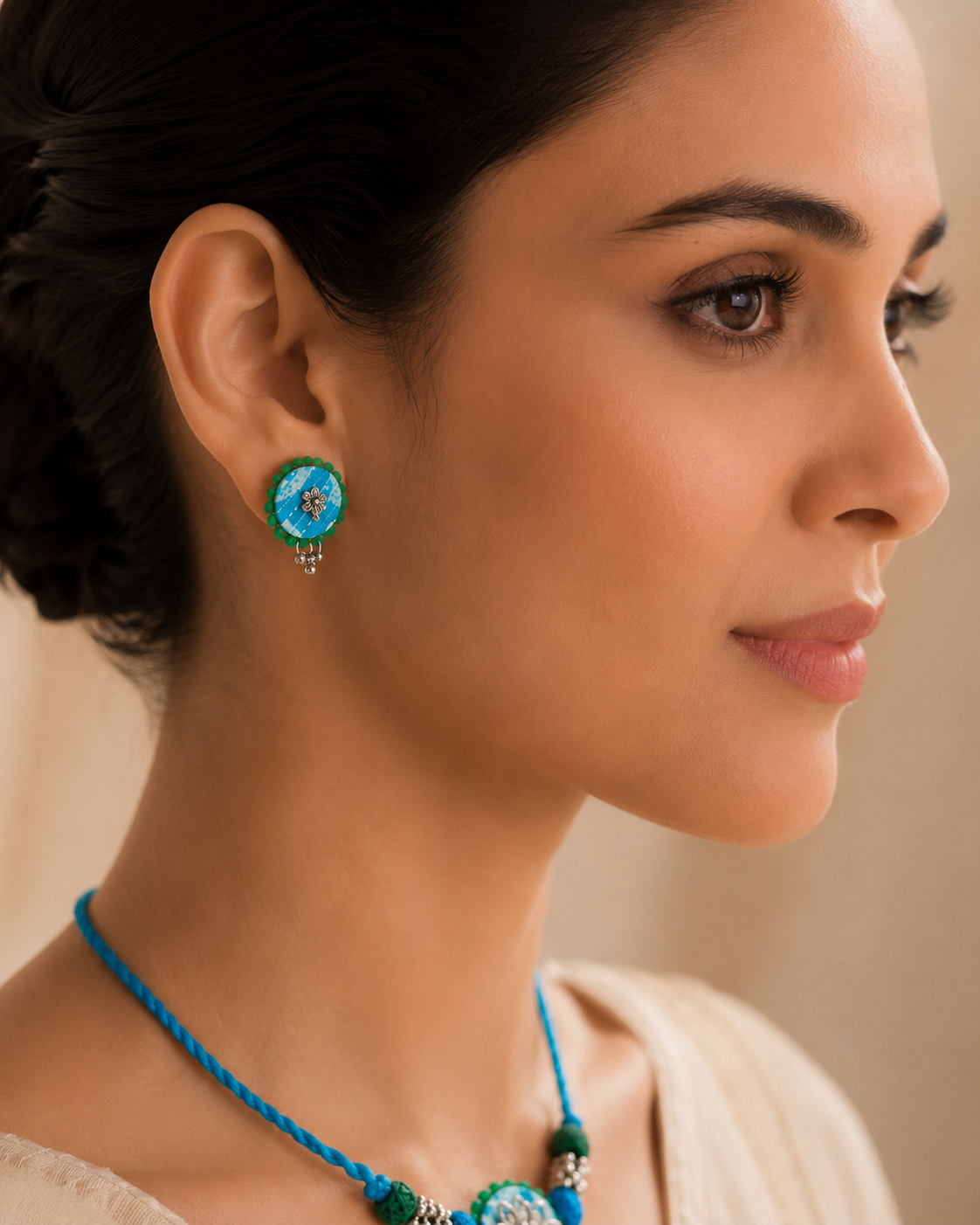 Bloom Fabric Necklace & Earrings Set