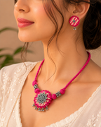 Bloom Fabric Necklace & Earrings Set