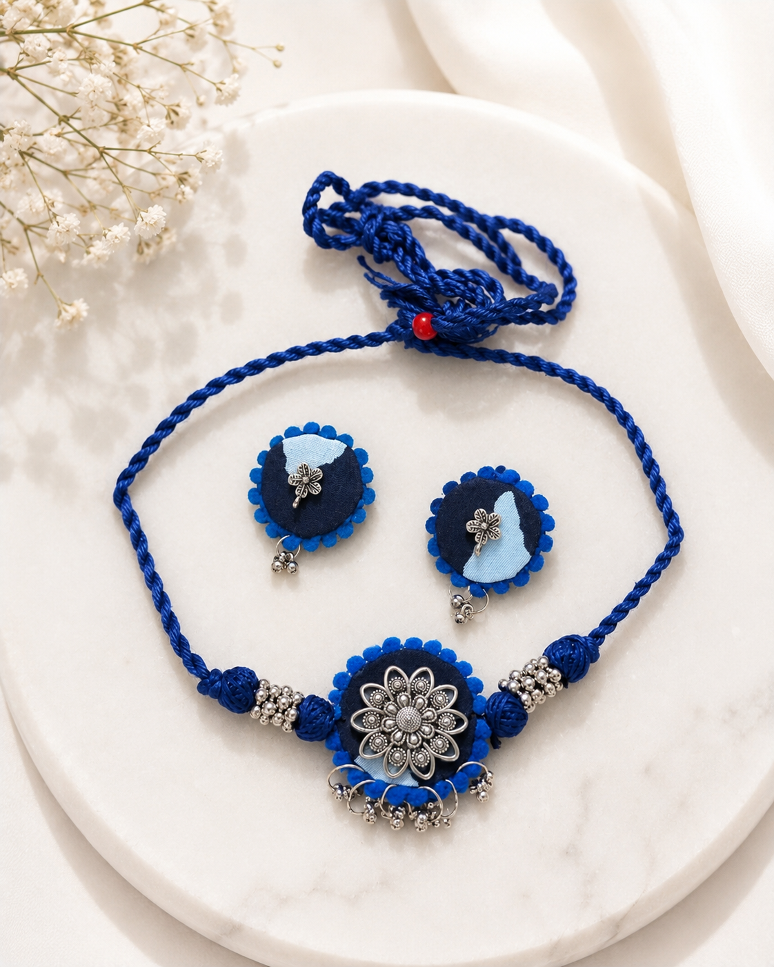 Bloom Fabric Necklace & Earrings Set