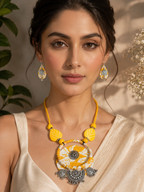 Boho Tribal Fabric Necklace & Bangle Set