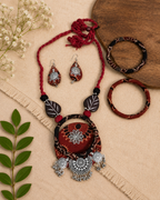 Boho Tribal Fabric Necklace & Bangle Set
