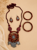 Boho Tribal Fabric Necklace & Bangle Set