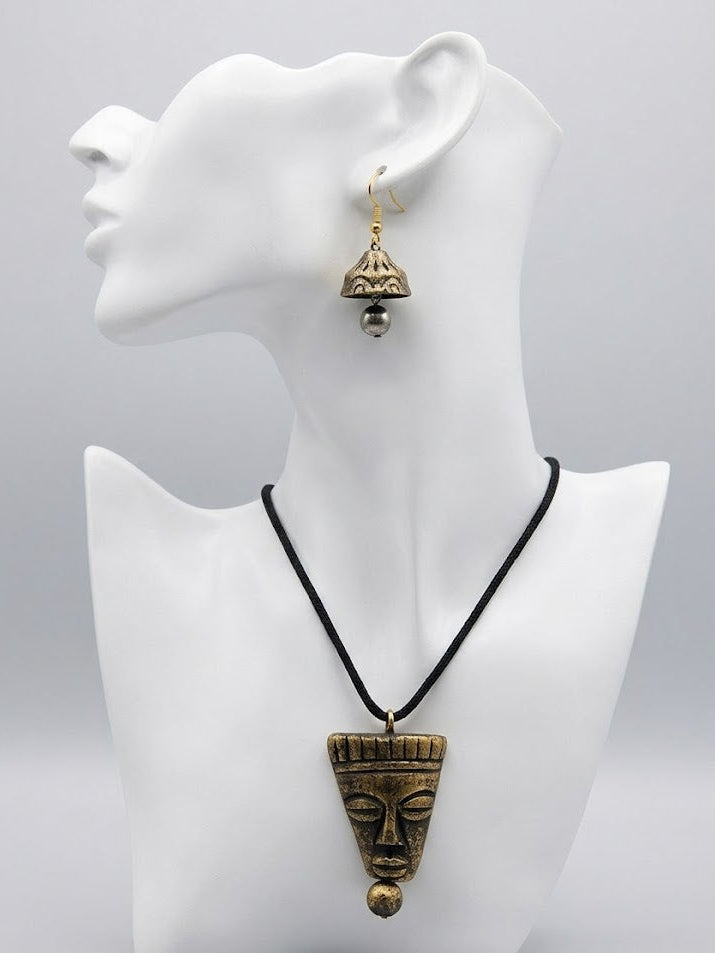 Tribal Echo Face Pendant Set
