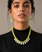 Fabric & Cowrie Shell Necklace Set
