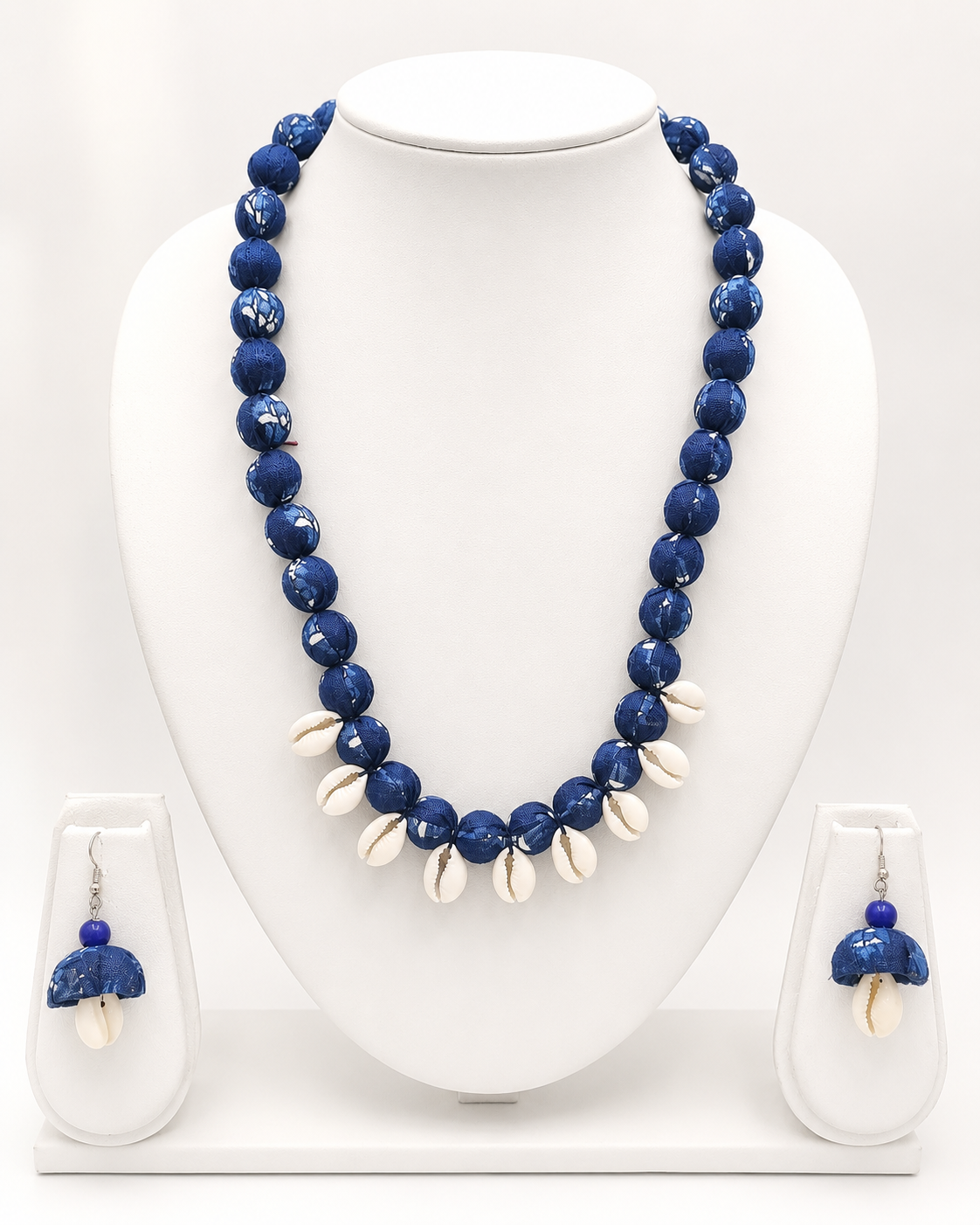 Fabric & Cowrie Shell Necklace Set