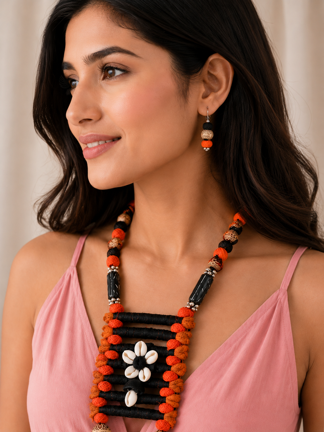 Tribal Jute & Shell Necklace Set