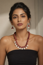 Fabric & Cowrie Shell Necklace Set