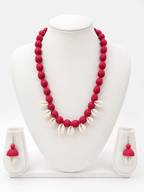 Fabric & Cowrie Shell Necklace Set