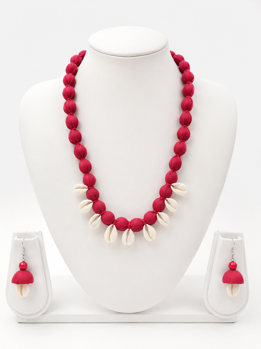 Fabric & Cowrie Shell Necklace Set