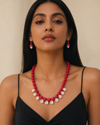 Fabric & Cowrie Shell Necklace Set