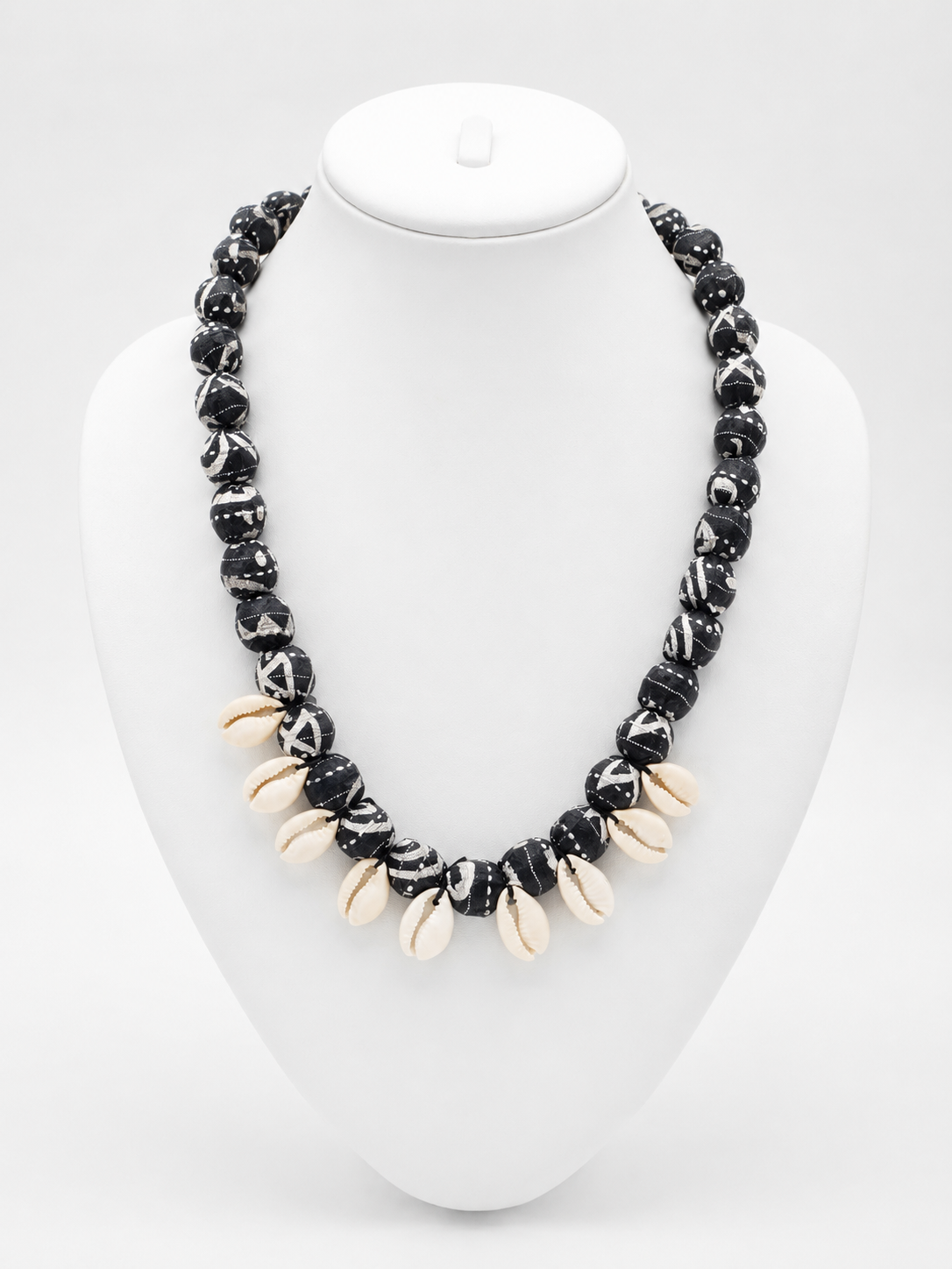 Fabric & Cowrie Shell Necklace Set