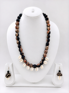 Fabric & Cowrie Shell Necklace Set