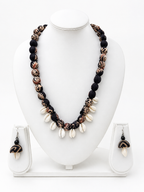 Fabric & Cowrie Shell Necklace Set