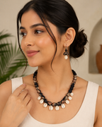 Fabric & Cowrie Shell Necklace Set