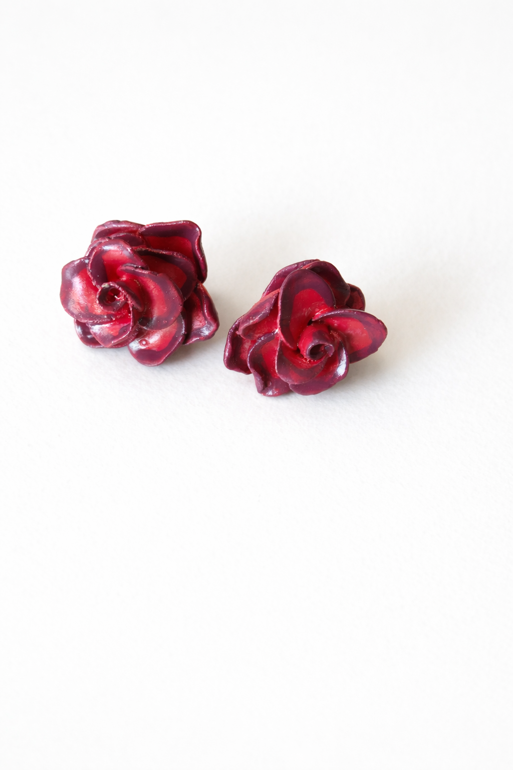 Clay Rose Bloom Stud Earrings