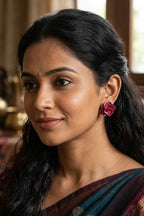 Clay Rose Bloom Stud Earrings